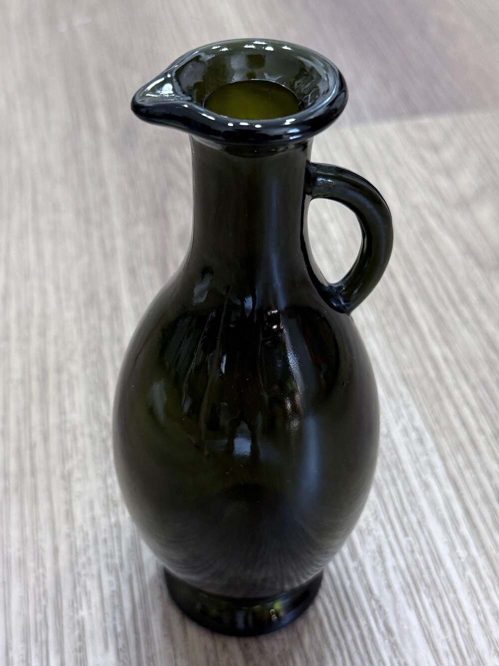 Vintage Vetreria Etrusca Olive Green Glass Oil Pitcher